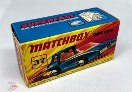 1-75 Series Superfast issues MATCHBOX Superfast 37B Scoopa Coopa ORANGE / Jaffa Mobile Label / Amber Window / Yellow Interior / Unpainted Base / Made in England