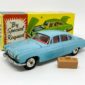 Corgi 238 Jaguar Mark X - light blue, red interior, silver trim, spun hubs, with luggage case - Good Plus some rubbing to raised edges still a lovely bright example that looks much better in the hand.  In a Good Plus blue and yellow carded picture box.