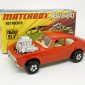 Matchbox Superfast 67c Ford Capri Hot Rocker Dragster (Superfast 67b) - burnt orange body, clear windows, ivory interior, bare metal base, 5-spoke wide wheels - Mint in Near Mint 