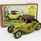 Matchbox Models of Yesteryear Y6 1913 Cadillac - Issue 10 - metallic light gold body & chassis, body with side cut-outs, maroon smooth roof with locating pins, windscreen with locating lug, maroon grille & seats, type C base with cast shut holes, small 11.5mm diameter brass 12-spoke wheels - Excellent Plus with a few tiny pin size chips in good plus type F pink/yellow window box, some fading and signs of wear.